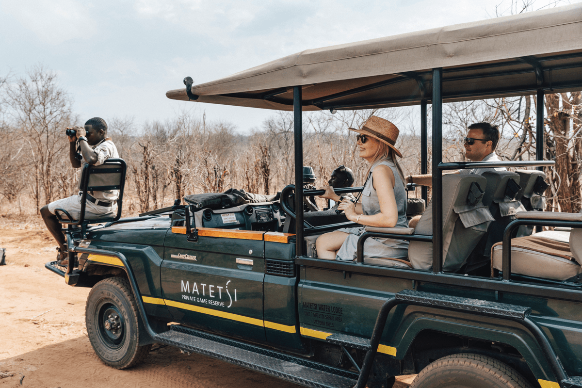 Guests on a game drive at Matetsi Victoria Falls